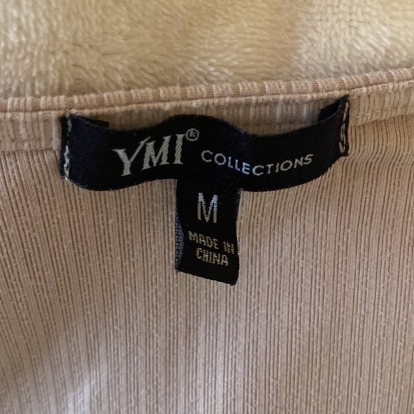 Medium Tan Ribbed Wrap Blouse - Picture 2 of 3